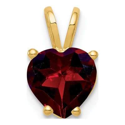 14K Yellow Gold Garnet Heart Pendant