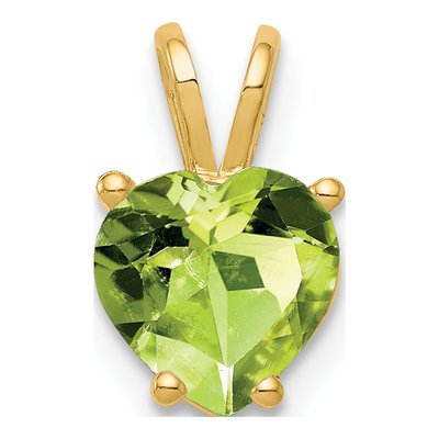 14K Yellow Gold Peridot Heart Pendant
