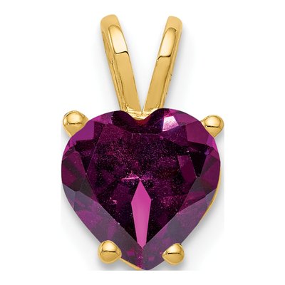 14K Yellow Gold Rhodolite Garnet Heart Pendant