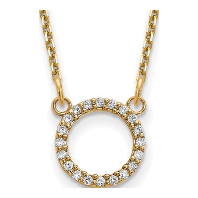 14K Yellow Gold 1/15 ct tw Diamond Open Circle Necklace