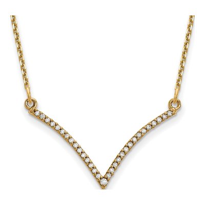 14K Yellow Gold Diamond V-Necklace Pendant Mounting