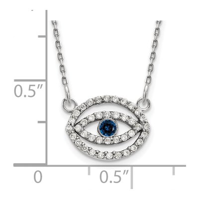 14K White Gold 1/4 ct tw Sapphire & Diamond Evil Eye Necklace – view 3