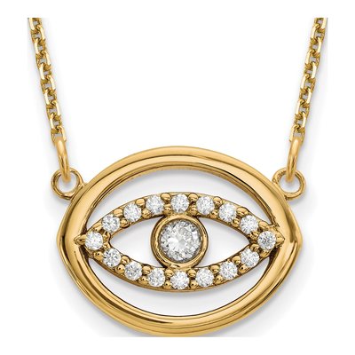 14K Yellow Gold Evil Eye Halo Pendant Mounting