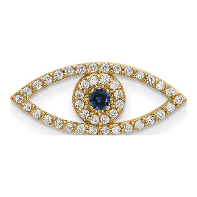 14K Yellow Gold 1/6 ct tw Sapphire & Diamond Evil Eye Charm