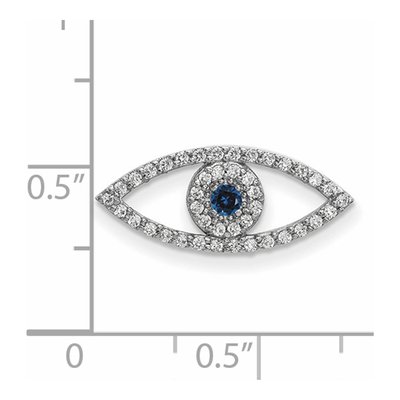 14K White Gold 1/6 ct tw Sapphire & Diamond Evil Eye Slide Pendant – view 2