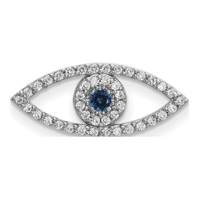 14K White Gold 1/6 ct tw Sapphire & Diamond Evil Eye Slide Pendant