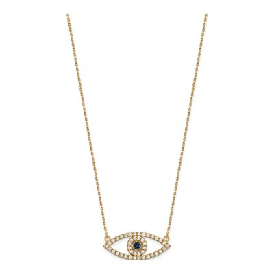 14K Yellow Gold 1/2 ct tw Sapphire & Diamond Evil Eye Necklace – view 3