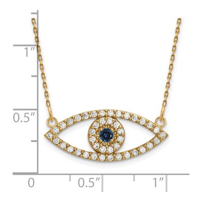 14K Yellow Gold 1/2 ct tw Sapphire & Diamond Evil Eye Necklace – view 4