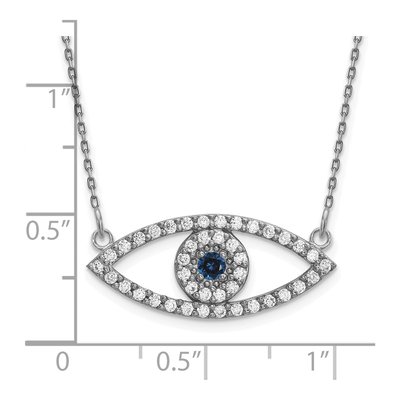 14K White Gold 1/2 ct tw Sapphire & Diamond Evil Eye Necklace – view 4