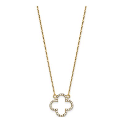 14K Yellow Gold 1/4 ct tw Diamond Quatrefoil Necklace – view 2