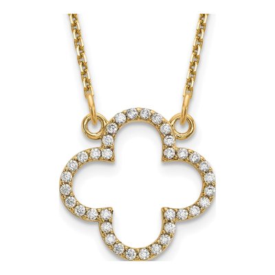 14K Yellow Gold 1/4 ct tw Diamond Quatrefoil Necklace