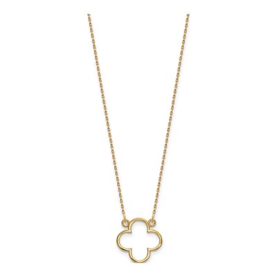 14K Yellow Gold Open Quatrefoil Pendant Necklace – view 3