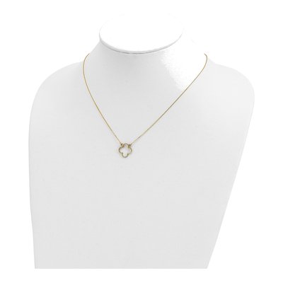 14K Yellow Gold Open Quatrefoil Pendant Necklace – view 5