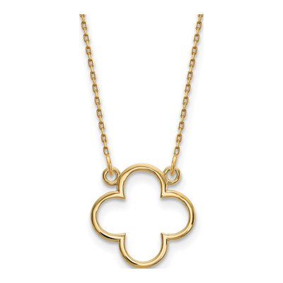 14K Yellow Gold Open Quatrefoil Pendant Necklace