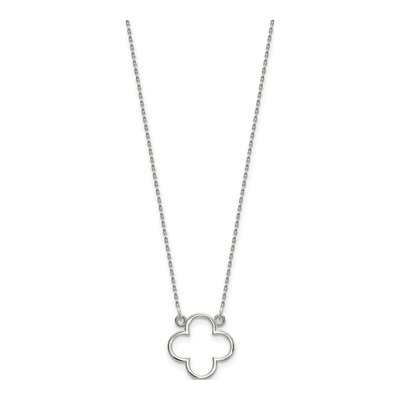 14K White Gold Open Quatrefoil Pendant Necklace – view 3