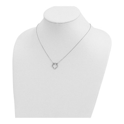 14K White Gold Open Quatrefoil Pendant Necklace – view 4