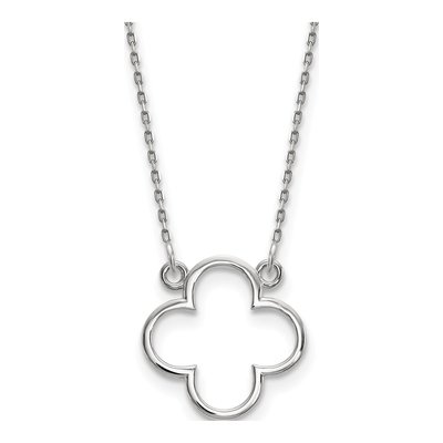 14K White Gold Open Quatrefoil Pendant Necklace