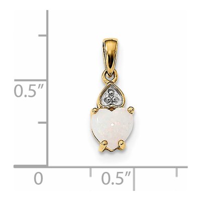 14K Yellow Gold Opal & Diamond Heart Pendant – view 4