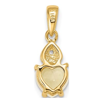 14K Yellow Gold Opal & Diamond Heart Pendant – view 5