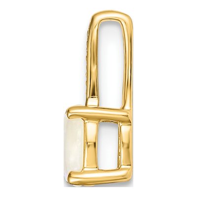 14K Yellow Gold Opal & Diamond Round Slide Pendant – view 2