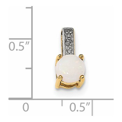 14K Yellow Gold Opal & Diamond Round Slide Pendant – view 3
