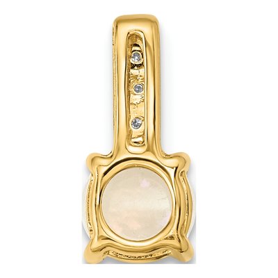 14K Yellow Gold Opal & Diamond Round Slide Pendant – view 4