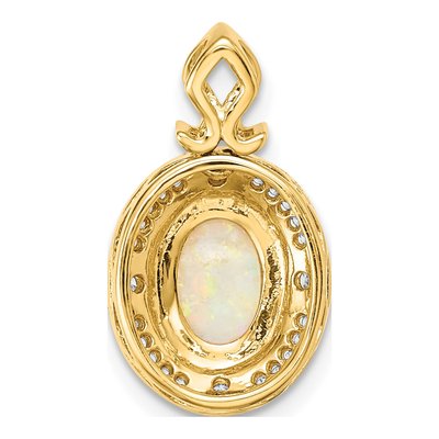 14K Yellow Gold 1/8 ct tw Opal & Diamond Natural Halo Pendant – view 5