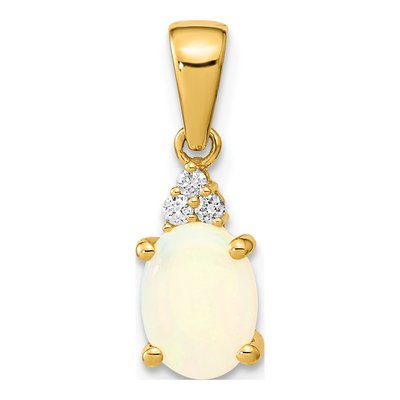 14K Yellow Gold Opal & Diamond Austrian Pendant