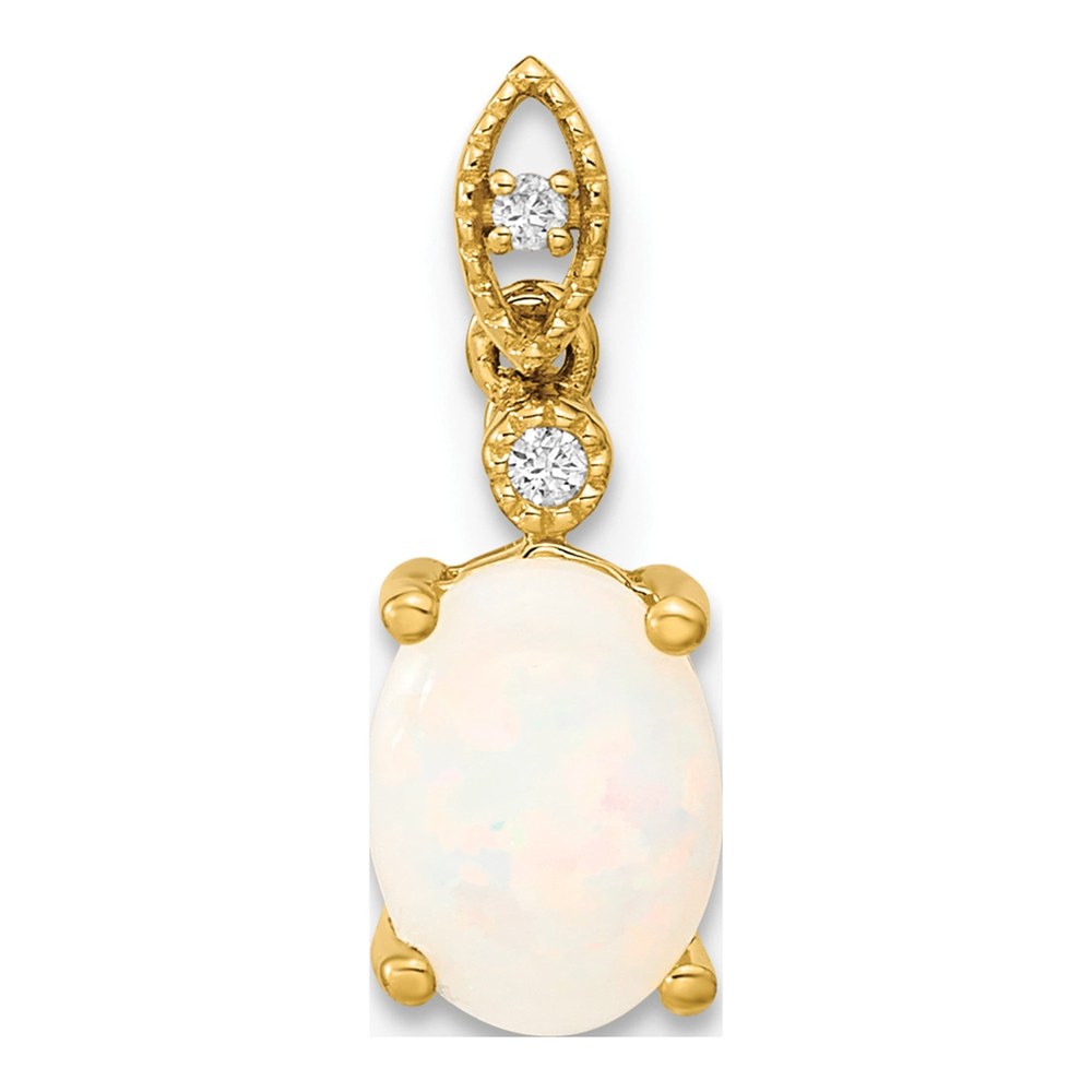 14K Yellow Gold Opal & Diamond Austrian Pendant