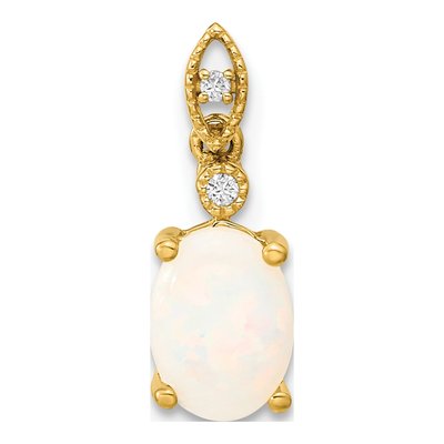 14K Yellow Gold Opal & Diamond Austrian Pendant