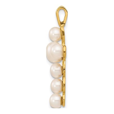 14K Yellow Gold Freshwater Cultured Pearl Cross Pendant – view 2