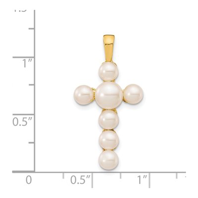14K Yellow Gold Freshwater Cultured Pearl Cross Pendant – view 3