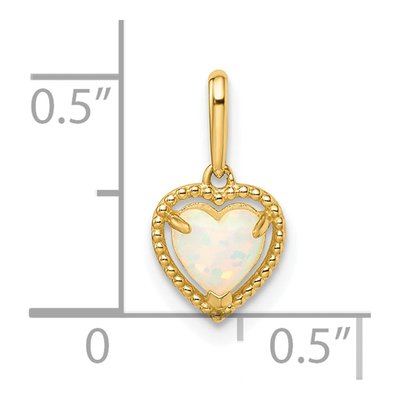 14K Yellow Gold Lab-Created Opal Heart Pendant – view 4
