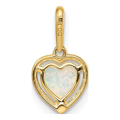 14K Yellow Gold Lab-Created Opal Heart Pendant – view 5