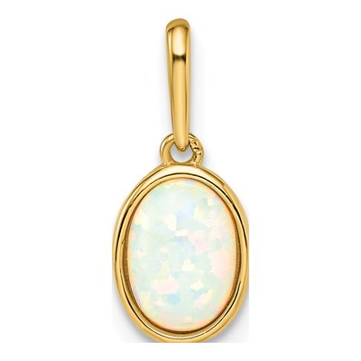 14K Yellow Gold Lab-Created Opal Pendant