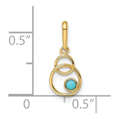 14K Yellow Gold Lab-Created Turquoise Circle Pendant – view 4