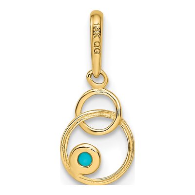 14K Yellow Gold Lab-Created Turquoise Circle Pendant – view 5