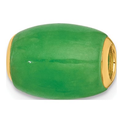 14K Yellow Gold Jade Barrel Slide Pendant