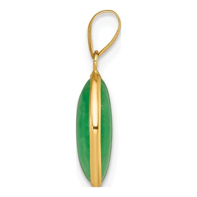 14K Yellow Gold Natural Jade Oval Pendant – view 3