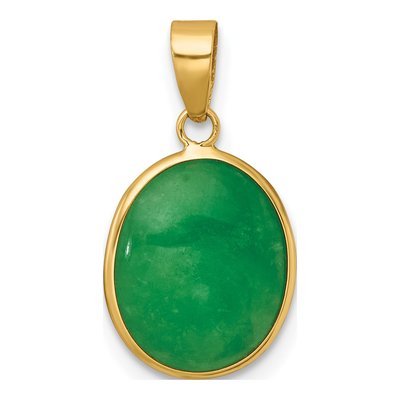 14K Yellow Gold Natural Jade Oval Pendant – view 4