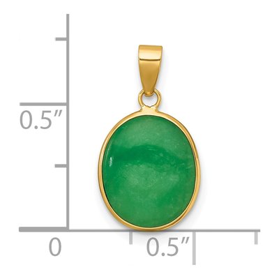 14K Yellow Gold Natural Jade Oval Pendant – view 5