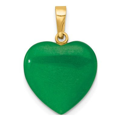 14K Yellow Gold Natural Jade Heart Pendant – view 4