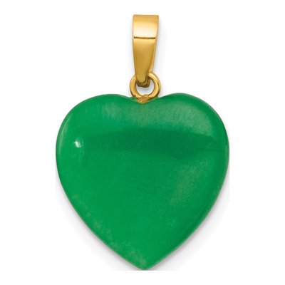 14K Yellow Gold Natural Jade Heart Pendant