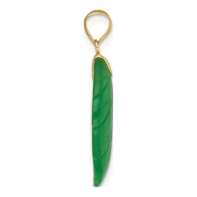 14K Yellow Gold Carved Jade Leaf Pendant – view 3