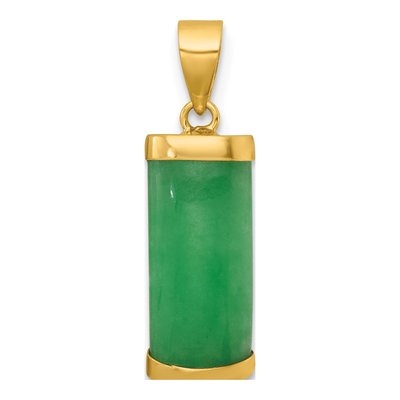 14K Yellow Gold Jade Bar Pendant