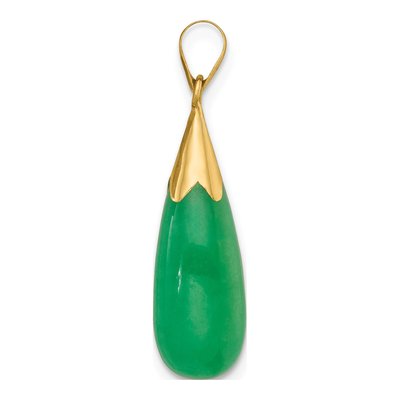 14K Yellow Gold Natural Jade Teardrop Pendant – view 3