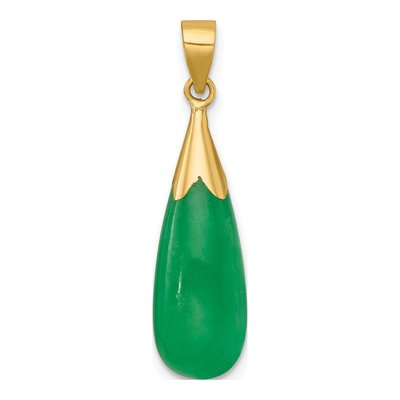 14K Yellow Gold Natural Jade Teardrop Pendant – view 4
