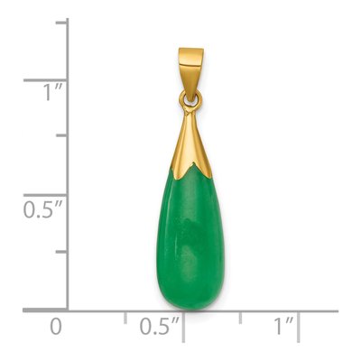 14K Yellow Gold Natural Jade Teardrop Pendant – view 5
