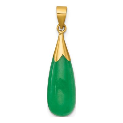 14K Yellow Gold Natural Jade Teardrop Pendant