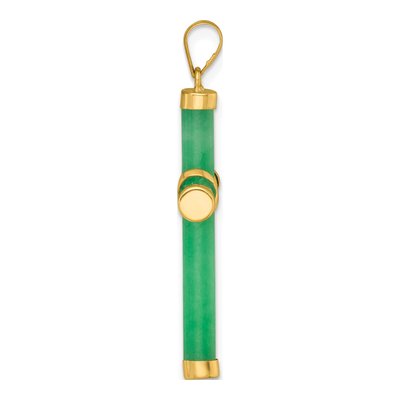 14K Yellow Gold Natural Jade Cross Pendant – view 3